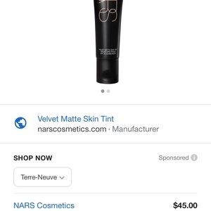nars velvet matte skin tint col terre neuve